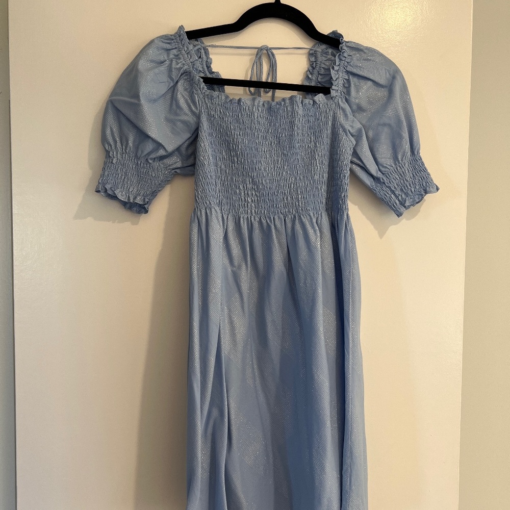 The Athena Nap Dress - Light Blue Glitter Check - Light Blue Glitter Check / S
